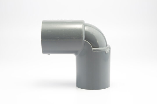 Grey PVC Pipe Elbow Fittings Isolated on white background