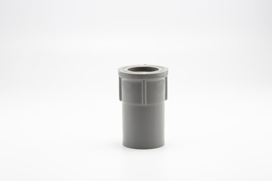 Gray Plastic Pipe Coupling Isolated on a white background