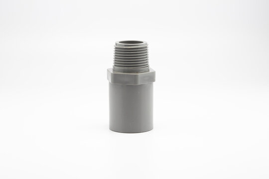 Grey PVC Male Adapter Pipe Fitting Isolated on a white background
