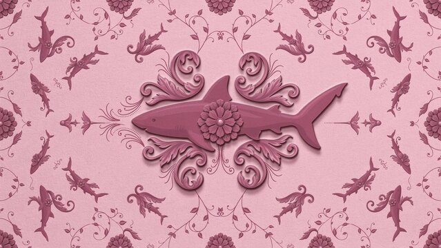 Ornamental Shark Wallpaper Motif