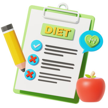 Healthy Diet Plan and Nutrition Checklist 3D Illustration