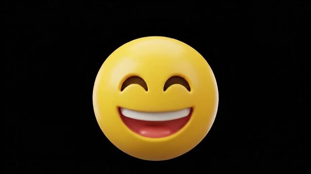 Six yellow 3d laughing emojis smiling on a black background