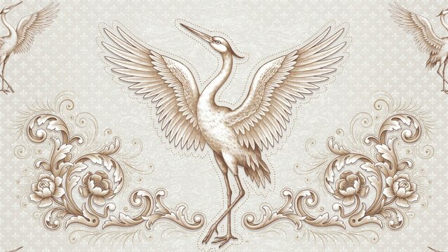 Elegant Crane Wallpaper Motif