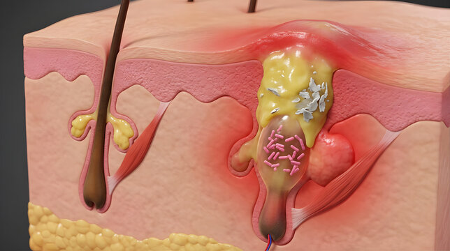 Detailed Medical Illustration of Tooth Decay and Gum Infection