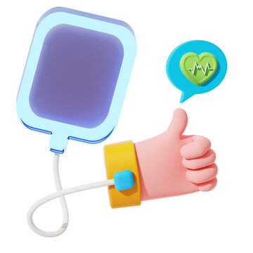 Blood Donation and Medical Donor Health Check 3D Illustration
