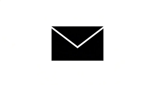 Black envelope icon on white background