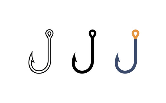 Fishing hook vector icon set isolated on white background symbol design
