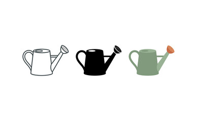 Watering can icons vector set isolated on white background flat design © Png Art