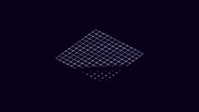 Abstract motion graphic showing digital glowing threads weaving together to form an unbreakable smart textile matrix.