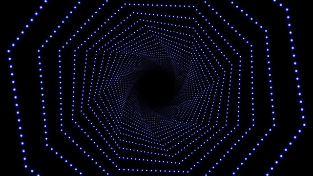 Abstract dark blue digital wave pattern with flowing light dots on black background