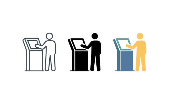 Kiosk icon vector set representing self service terminal user interface