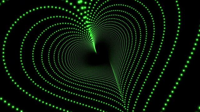 Abstract green digital waveform pattern with flowing light lines on dark background