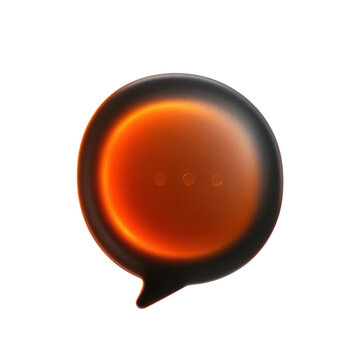 Orange speech bubble icon with ellipsis for digital communication and messaging concepts