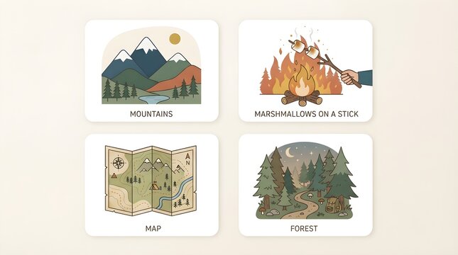 set of vector camping