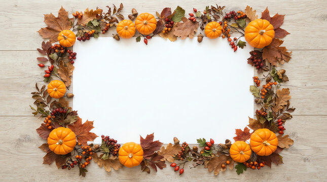 A beautiful thanksgiving border featuring pumpkins and autumn leaves perfect for festive greetings and holiday celebrations