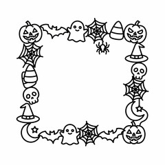 Fototapeta premium Festive halloween border frame in outline icon style for sticker sets
