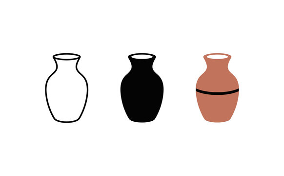 Vase ceramic pottery art vector icon illustration set on white background