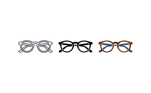 Glasses icon set vector illustration of optical frames on white background