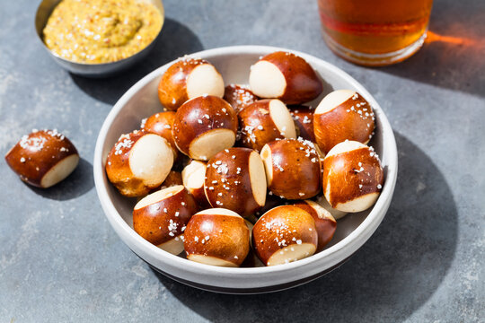 Homemade Salty Pretzel Bites with Mustard