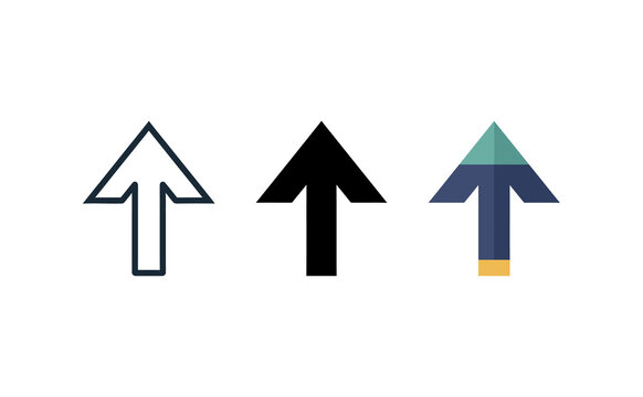 Arrow icons set featuring outline solid and colorful vector designs isolated