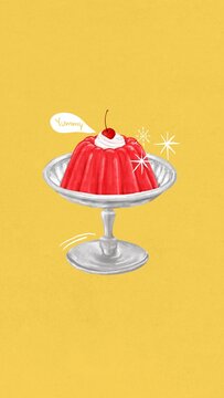 Red jello pudding iPhone wallpaper, dessert illustration
