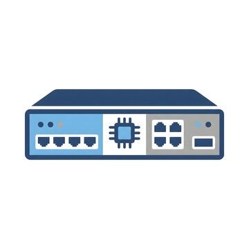 Flat vector icon illustration of a network router hardware device for internet connectivity.