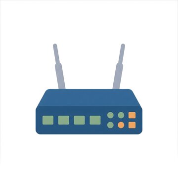 Flat vector icon illustration of a wireless internet router device.