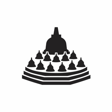 Borobudur Temple Stupa Silhouette Icon Vector Illustration