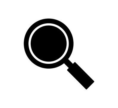 Black Magnifying Glass Icon Illustration for Search and Discovery