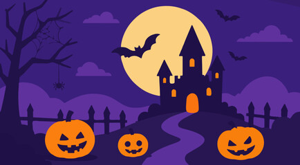 Fototapeta premium Spooky Haunted Mansion Landscape For Seasonal Campaigns