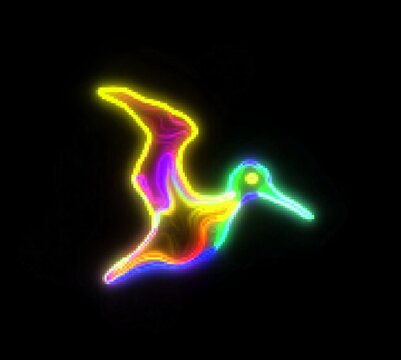 Neon pixelated bird
