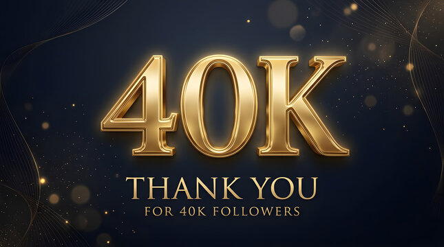 40K Followers Thank You Celebration Gold Milestone Social Media Anniversary Elegant Banner Template
