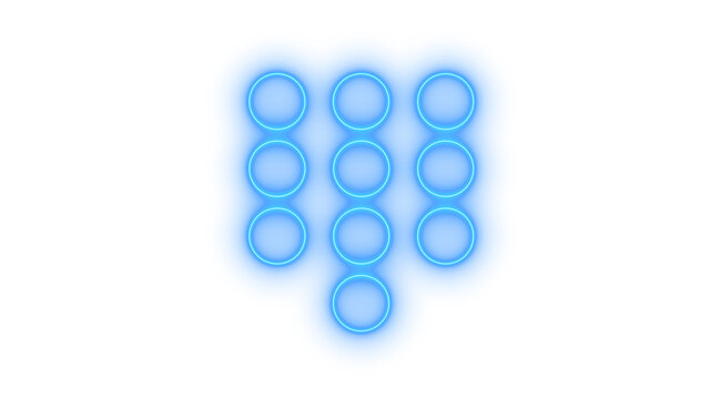 Glowing neon telephone dial pad keypad icon isolated on transparent background. Pin code security lock. Number pad interface. Calling dialer