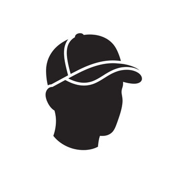Minimalist Silhouette Icon Featuring A Human Profile Wearing A Classic Baseball Cap For Sportswear Branding And Graphic Design Projects