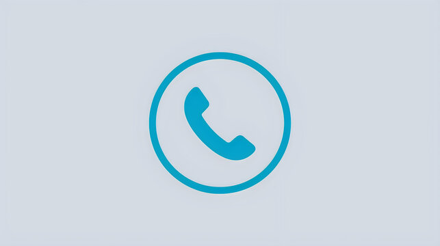 Blue telephone icon for contact us button or customer support communication interface