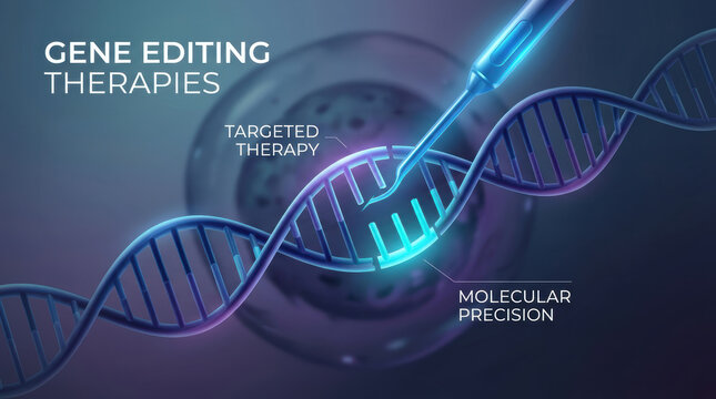 Gene editing therapies target DNA with molecular precision for advanced medical research, clinical innovation and future treatment development