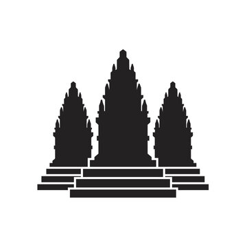 Black silhouette icon of a traditional Cambodian temple architecture on white background