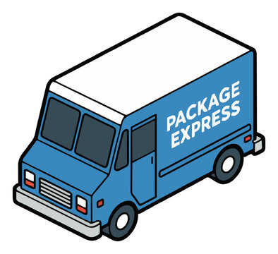 Delivery Step Van Isometric Vector Illustration. Generative AI