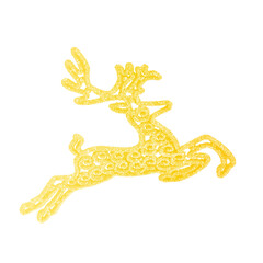 Golden jumping reindeer silhouette made of small dots for christmas holiday design © Redwan Ahmed Marjan