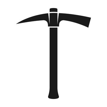 Black pickaxe icon tool for mining and excavation work equipment