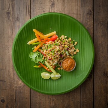 Traditional Indonesian Pecel Vegetable Salad with Peanut Sauce