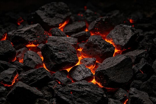 Abstract Charcoal Ember Texture, Black Orange-Red Glowing Surface
