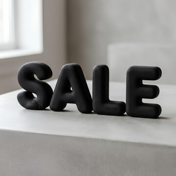 Black Sale Letters on Table Marketing Discount Promotion Concept