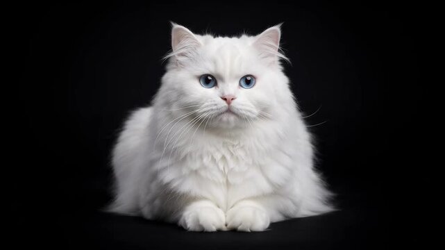 Cute flat faced white Persian cat looking at the camera