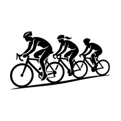 Fototapeta premium Active Cyclists Silhouette Riding Bicycles Upward