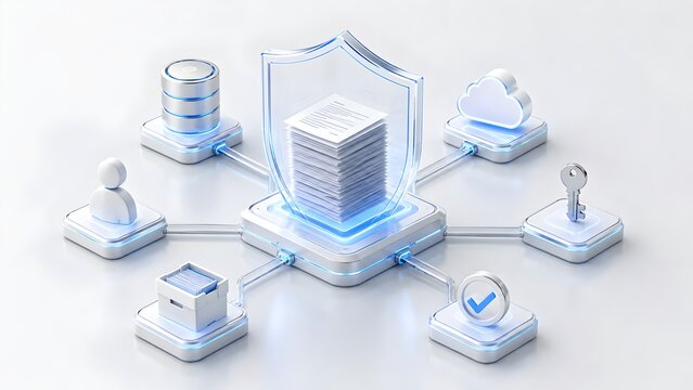 Secure document management network with digital shield protecting confidential files and controlling access authentication for users
