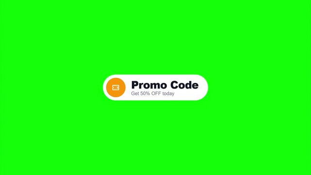 Promo code discount coupon buttons modern flat ui design green screen chroma key overlay for e-commerce marketing online shopping advertising promotion
