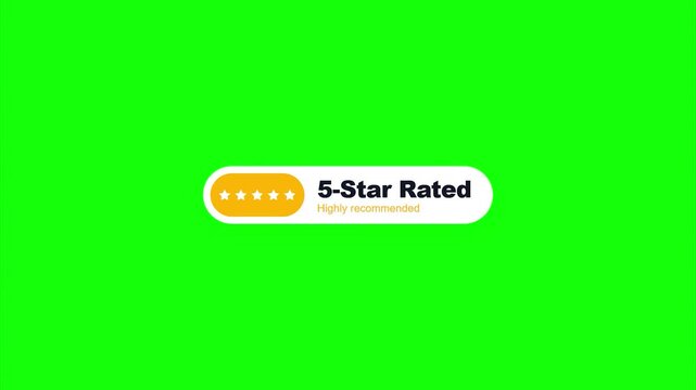 Five star customer rating badges review testimonials clean flat graphic overlay minimalist design chroma key green screen for marketing e-commerce promotion