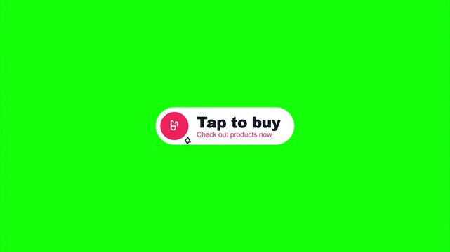 Social media shopping tap to buy buttons with shopping bag icon flat modern motion graphics overlay marketing assets for ecommerce greenscreen backdrop