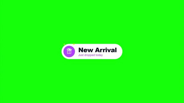 New arrival badge ui button elements clean minimal design e-commerce green screen chroma key overlay animation